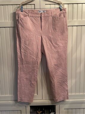 Old Navy Pink Embroidered Daisy Pixie High Rise Pants Size 16